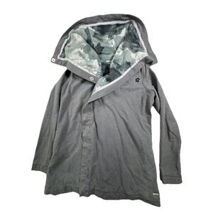 lululemon Gray Hooded Wrap Jacket Snap Buttons Printed Tie Dye Lining•M/L